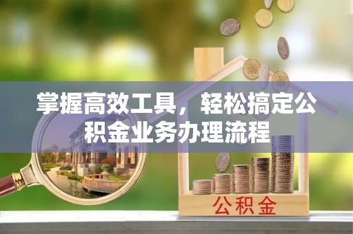 桑日掌握高效工具，轻松搞定公积金业务办理流程